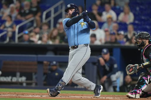 Rasmussen allows 1 hit over 7 innings, Caminero reaches base 5 times as Rays beat Marlins 6-0