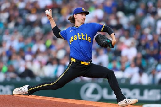 Mariners pitcher Bryce Miller loses his no-hit bid in the 7th inning against the Angels