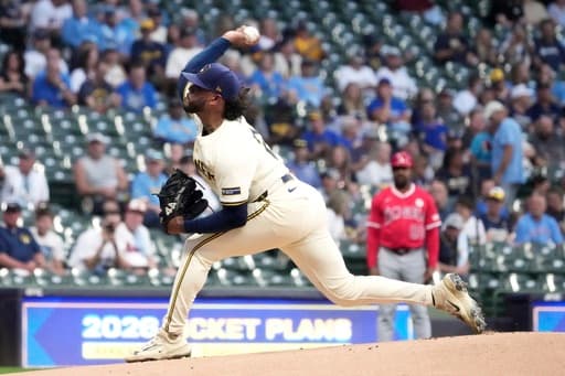 Peralta wins his NL-best 17th, Yelich goes deep and the Brewers beat the Angels 9-2