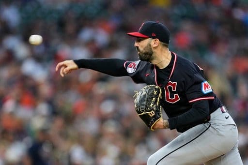 Cleveland Guardians pitcher Colin Holderman throws against the Detroit Tigers during the sixth inning of a baseball game Wednesday, Aug. 12, 2026, in Detroit. (AP Photo/Paul Sancya) (AP Photo/Paul Sancya)