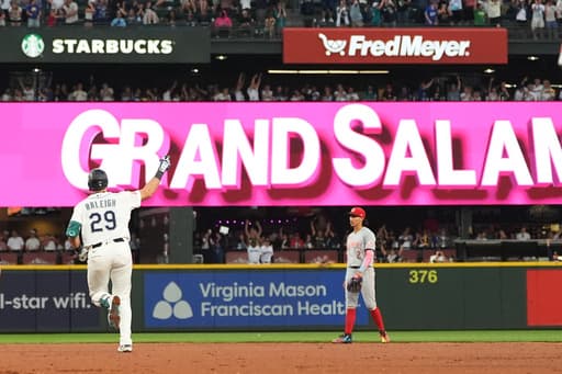 Raleigh hits 6th career grand slam, Kirby tosses 6 strong innings as Mariners blank Reds 8-0