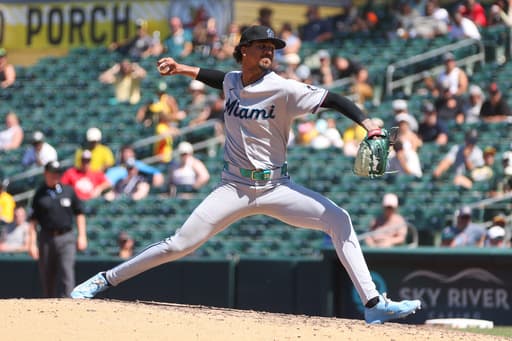 Miami Marlins pitcher Eury Pérez removed after throwing 7 perfect innings against Athletics