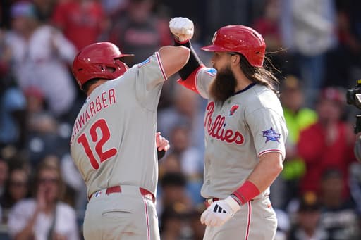 Schwarber hits MLB-leading 21st homer as Phillies beat Padres 3-0 behind Luzardo