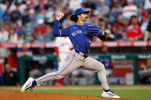 Cease strikes out 12 in 5 innings and Guerrero homers as the Blue Jays beat the Angels 5-2