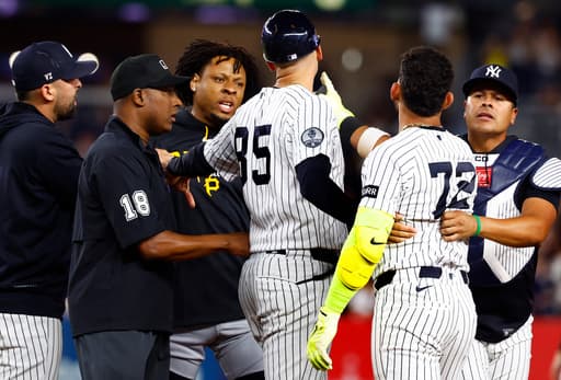 Benches clear in Pirates-Yankees game after Santana shouts at Caballero