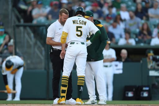 A’s shortstop Jacob Wilson takes batting practice, expected to return soon after hand injury