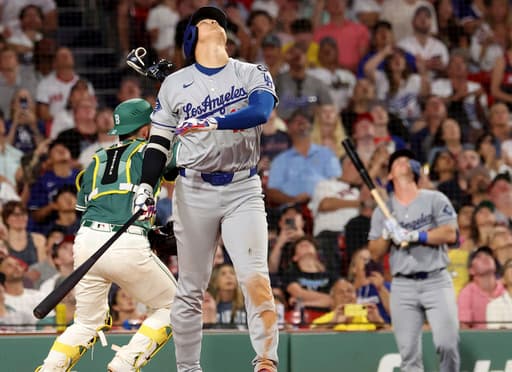 Shohei Ohtani’s home run streak ends at 5 games in Dodgers’ win over Red Sox at Fenway Park