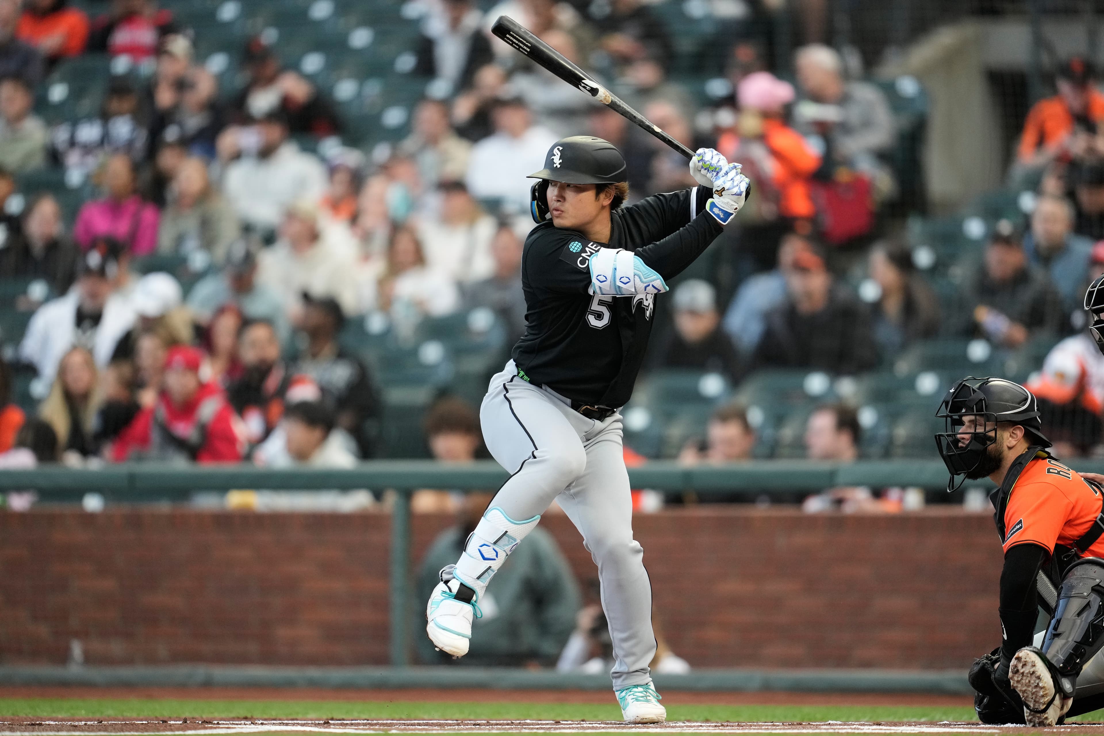 Chicago White Sox's Munetaka Murakami during a baseball game against the San Francisco Giants Friday, May 22, 2026, in San Francisco. (AP Photo/Jeff Chiu)