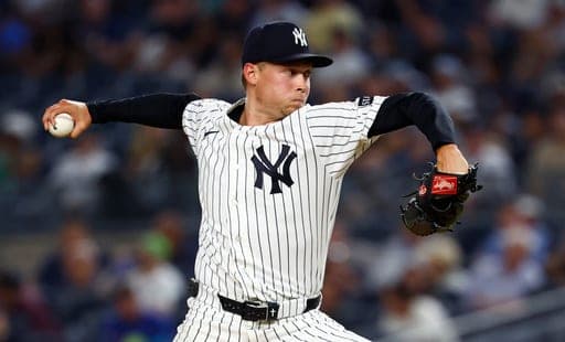 New York Yankees' Will Warren delivers a pitch against the Colorado Rockies during the second inning of a baseball game, Wednesday, Sept. 9, 2026, in New York. (AP Photo/Noah K. Murray) (AP Photo/Noah K. Murray)