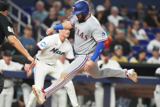 Nimmo’s 3 hits, Osuna’s go-ahead double lift Rangers to 4-3 win over Marlins