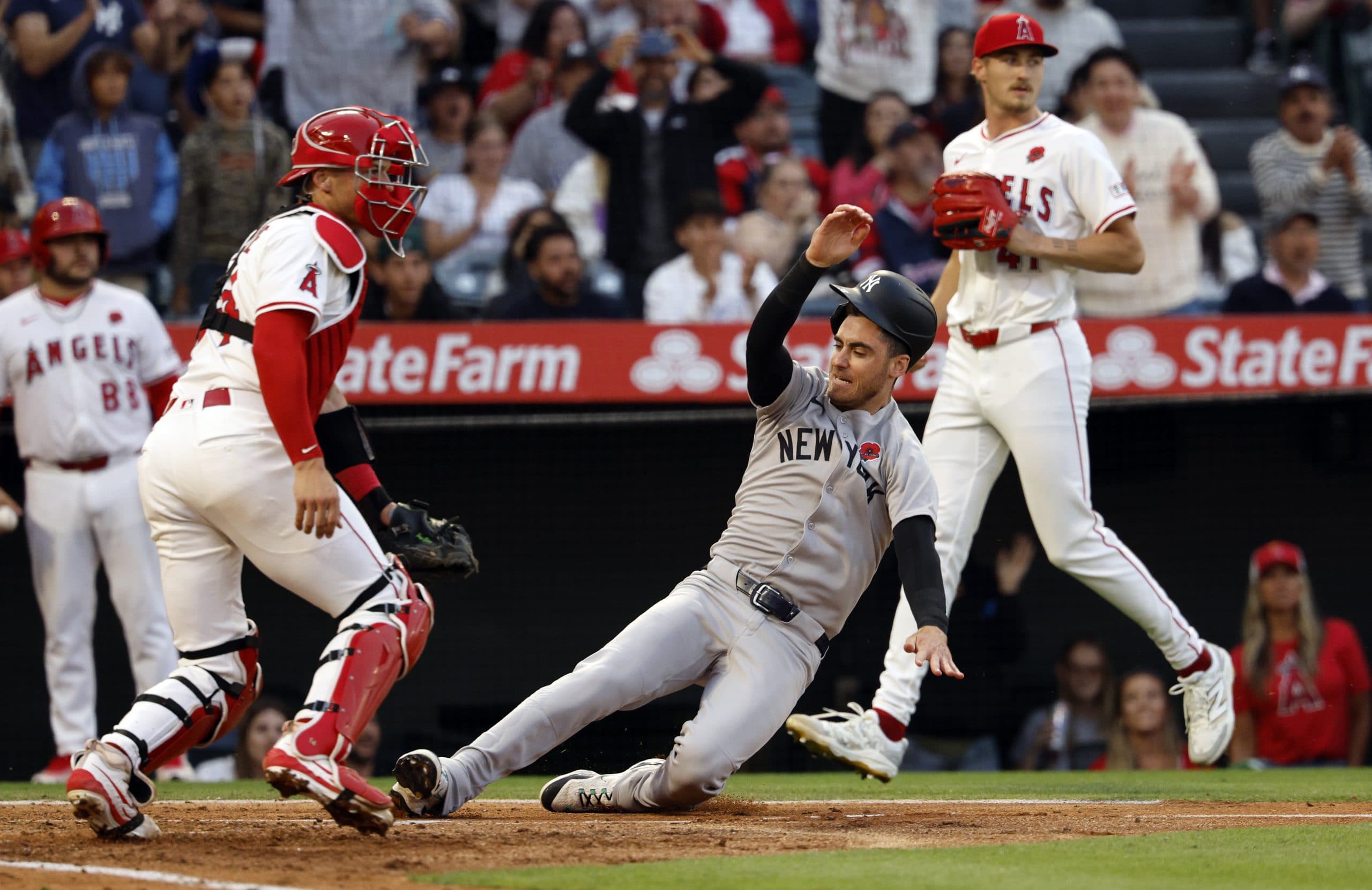 Angels catcher Logan O’Hoppe leaves game after getting hit in head by backswing