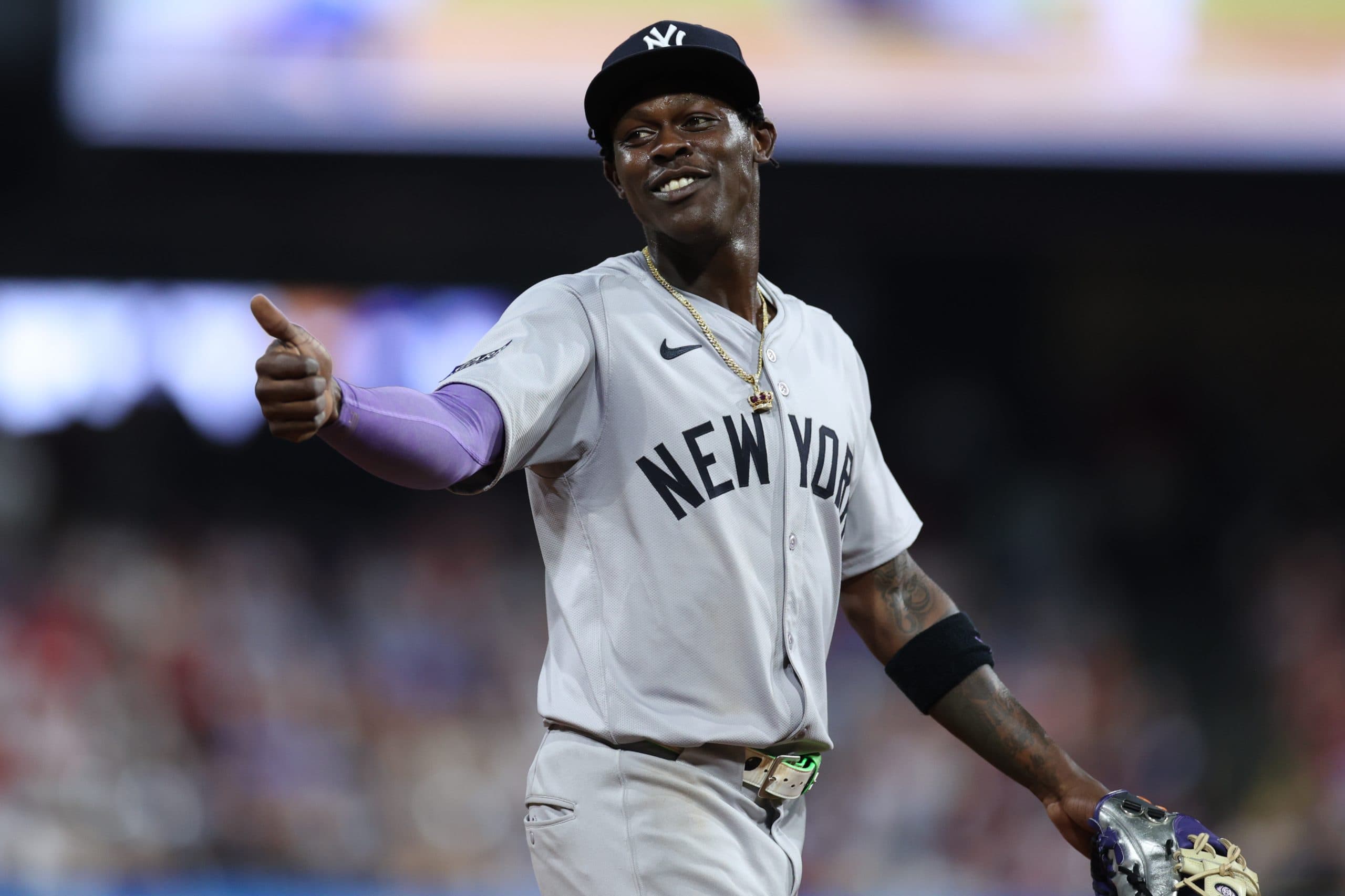 Jazz Age Starts at Yankee Stadium with Chisholm Putting Short Porch Reference on His Chest