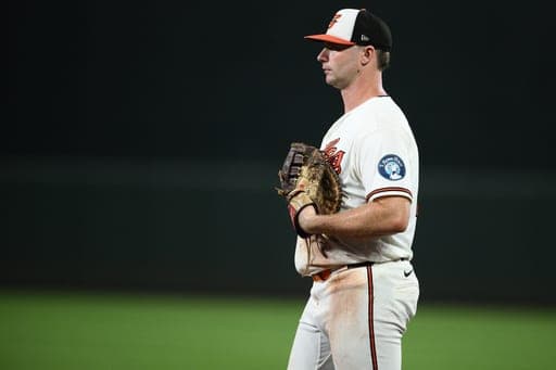 Baltimore Orioles first baseman Pete Alonso (25) in action during a baseball game against the Cleveland Guardians, Wednesday, Sept. 9, 2026, in Baltimore. (AP Photo/Nick Wass) (AP Photo/Nick Wass)