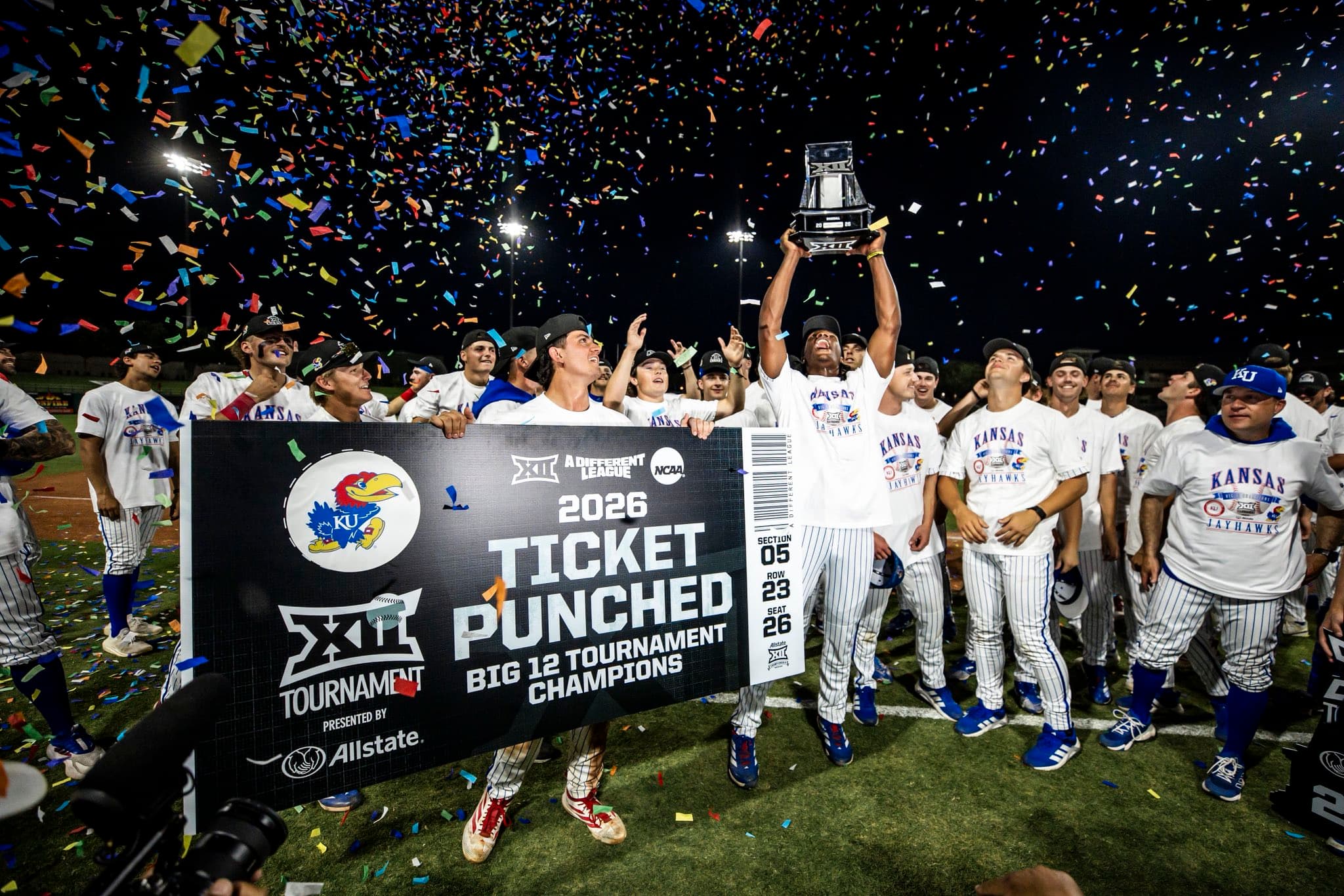 Kansas Jayhawks Win Big 12 Conference Tournament Championship 9-0 Over West Virginia; Launch Four Homers