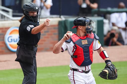 Braves hit 3 homers and beat Marlins 7-1 with Jen Pawol behind the plate to cap historic weekend