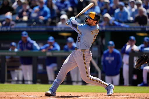 Mitchell provides all the Brewers offense in 5-2 win over Royals to open their split doubleheader