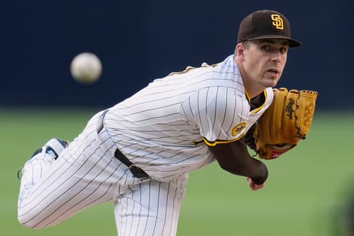 Padres rookie righty Bergert knocked out of game by line drive off his pitching elbow