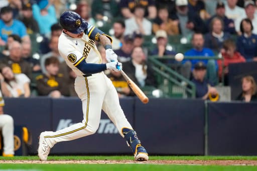 Joey Ortiz hits his first homer in almost 10 months as Brewers beat Padres 6-4 for 5th straight win