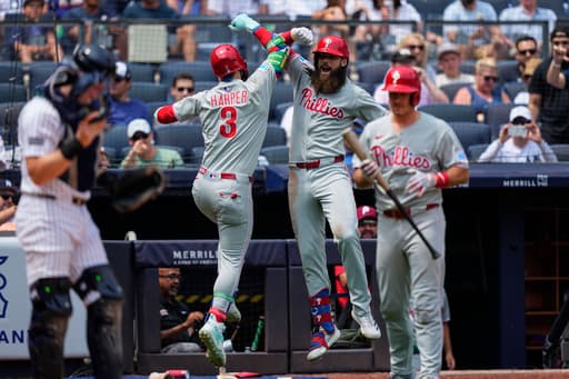 Harper and Schwarber spark the Phillies to a 9-4 win over the reeling Yankees, who lose Judge to IL