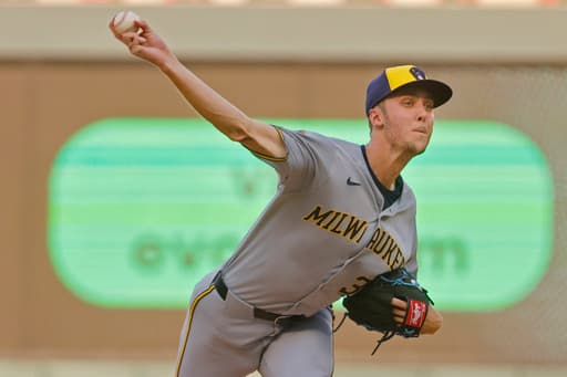 Misiorowski perfect into 7th in 2nd career start, Yelich drives in 8 and Brewers beat Twins 17-6