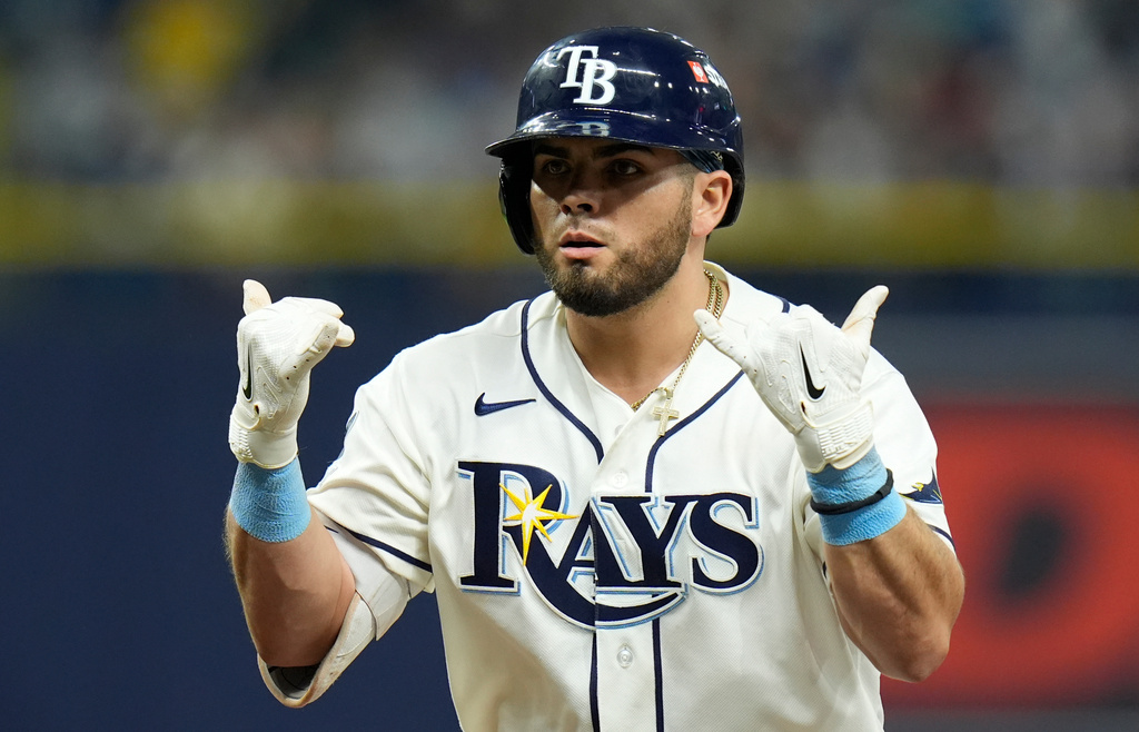 Rays first baseman Jonathan Aranda after an at-bat in Game 2.